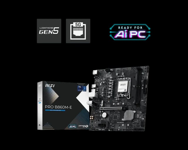 MSI PRO B860M-E, Intel B860, LGA 1851, DDR5 128GB, 2× M.2 PCIe 5.0/4.0
