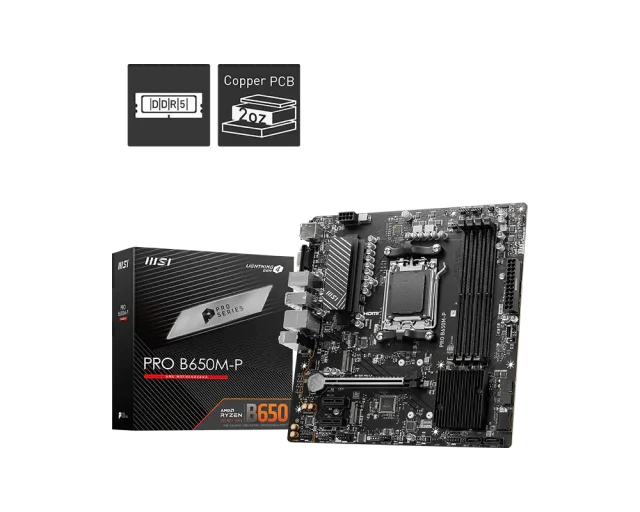 MSI PRO B650M-P, AMD B650, AM5, DDR5 256GB, 2× M.2 PCIe 4.0