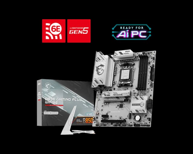 MSI B850 GAMING PLUS WIFI6E, AMD B850, AM5, DDR5 256GB, 2× M.2 PCIe 5.0/4.0