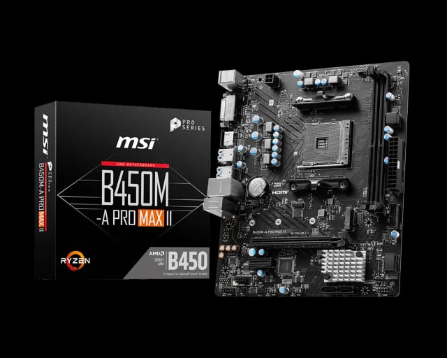 MSI B450M-A PRO MAX II, AMD B450, AM4, DDR4 64GB, 1× M.2 PCIe 3.0