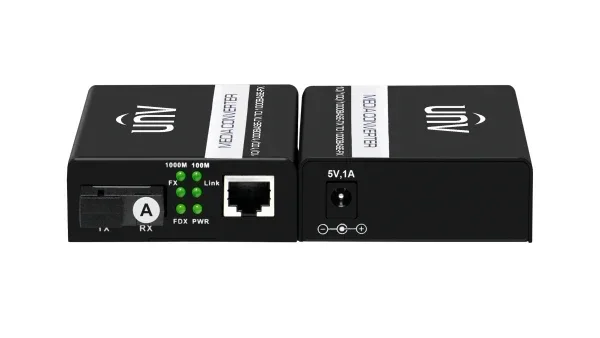 Uniview FC-1GT1GP-20SC(TR)-IN Gigabit Single-Mode Single-Fiber Media Converter Pair, 20KM Fiber Transmission, 1× Gigabit RJ45, 1× 1000Mbps Fiber Port, 4Gbps Switching Capacity