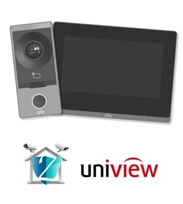 Uniview KIT/201S + 372S Villa Video Intercom Kit, OEU-201S-HMK-W Outdoor Station, OEI-372S-H-W 7-Inch Touchscreen Indoor Station, 1024×600 Resolution, 32GB TF Card
