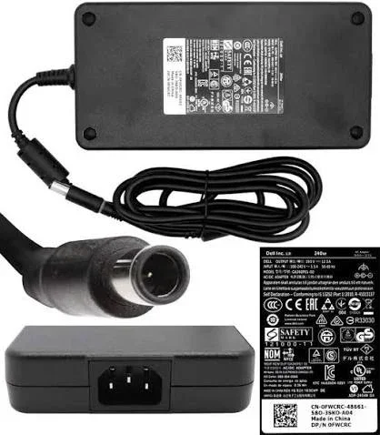 Dell Big Pin 240W Laptop Charger, 19.5V 12.3A, Big Pin Connector, AC Adapter, Dell Compatible