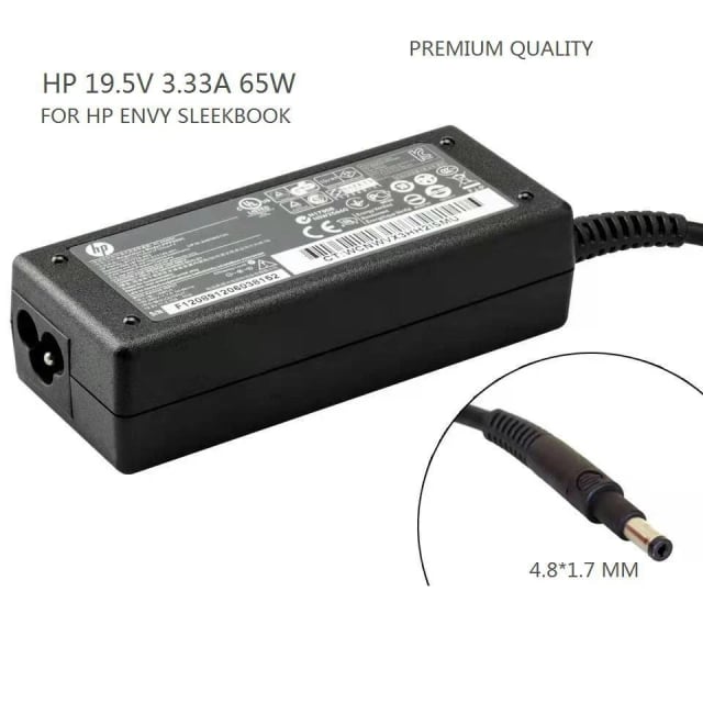 HP Sleekbook Pin 65W Laptop Charger, 19.5V 3.33A, Sleekbook Pin Connector, AC Adapter, HP Compatible