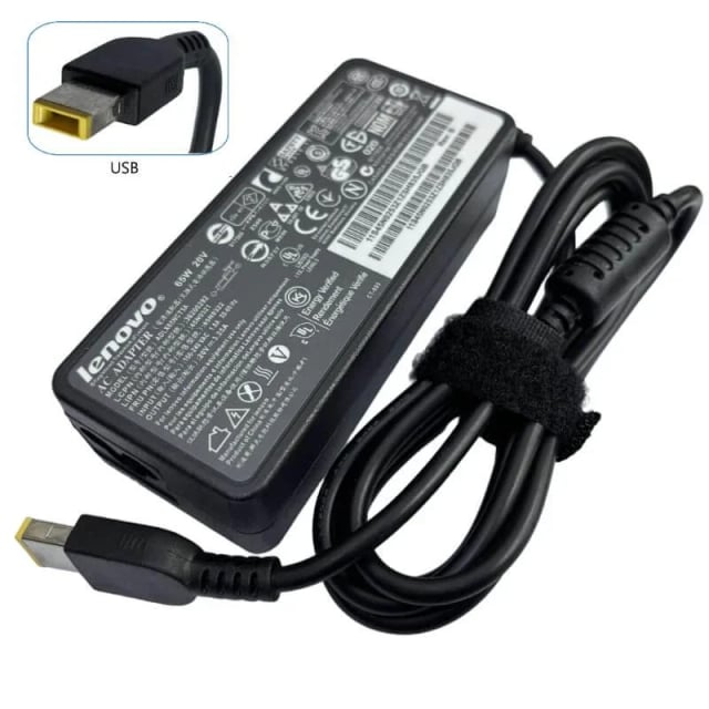 Lenovo Normal USB Pin 65W Laptop Charger, 20V 3.25A, USB Pin Connector, AC Adapter, Lenovo Compatible