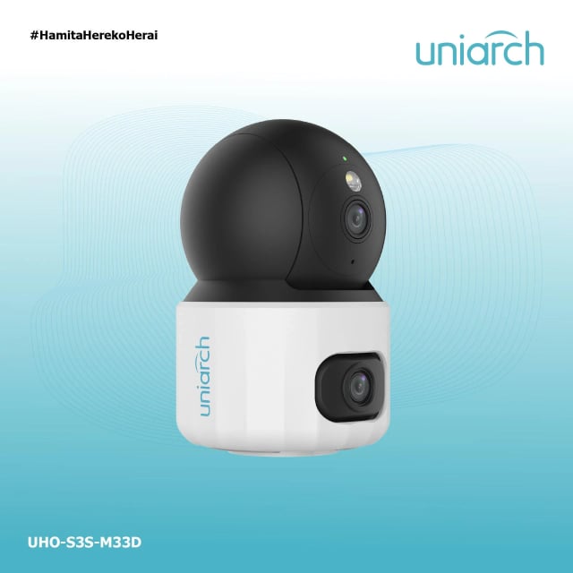 Uniarch UHO-S3S-M33D, 6MP Dual-Lens Wi-Fi Indoor PT Camera, 3MP + 3MP CCTV Security Camera, Pan & Tilt, Smart Human Detection