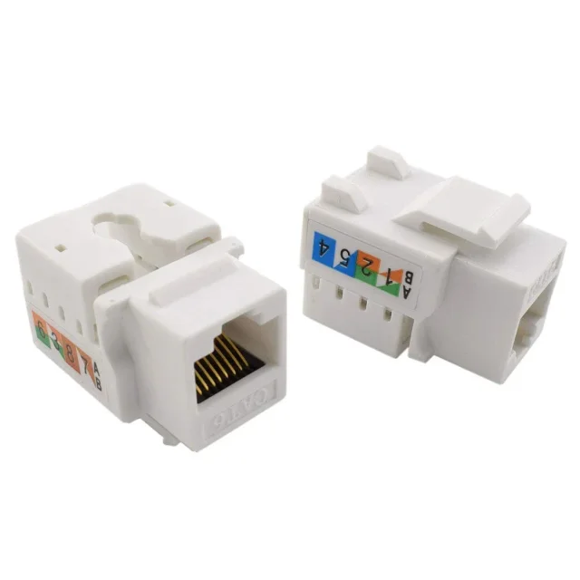 Ziasys Z-KSRJ45 RJ45 Keystone Jack, Cat5e Network Connector, 8P8C LAN Ethernet Module, T568A/T568B Compatible, Punch-Down Keystone Jack