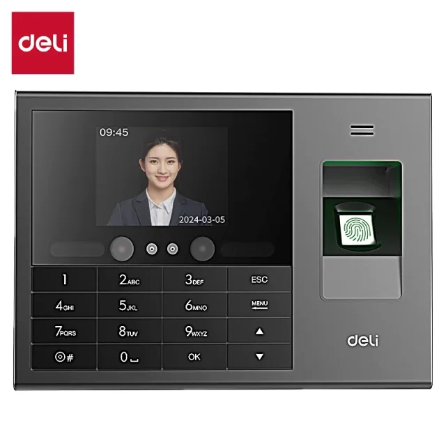 Deli ES172 Biometric Attendance Machine, Fingerprint, Face, Palm Vein, 1,000 Users, 1 Year Warranty