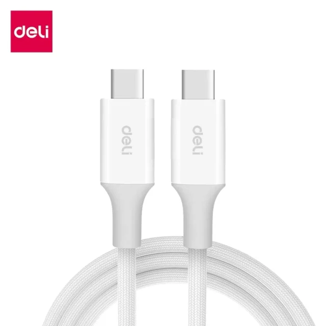 Deli ET850(01) Type-C to Type-C Charging Cable, 100W Fast Charging, 1 Meter, USB-C to USB-C Cable, Nylon + ABS + Metal