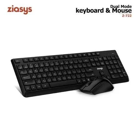 Ziasys Z-722 Wireless Keyboard & Mouse Combo, Bluetooth & 2.4GHz Dual-Mode, 106-Key Full-Size Keyboard, Silent Mouse, 800/1200/1600 DPI