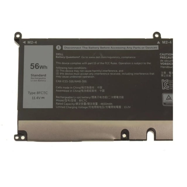 Dell 8FCTC Laptop Battery, 51Wh, 11.4V, 4250mAh, 3-Cell Li-ion
