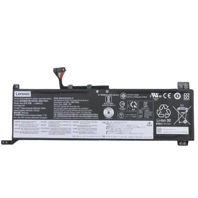 Lenovo L19M4PC0 Laptop Battery, 60Wh, 15.36V, 3910mAh, 4-Cell Li-Polymer