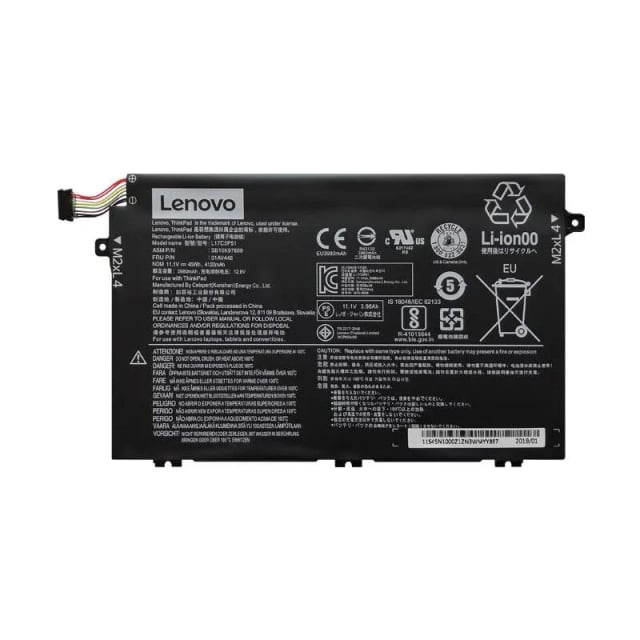 Lenovo ThinkPad E480 L17M3P52 Laptop Battery, 45Wh, 11.4V, 3950mAh, 3-Cell Li-Polymer