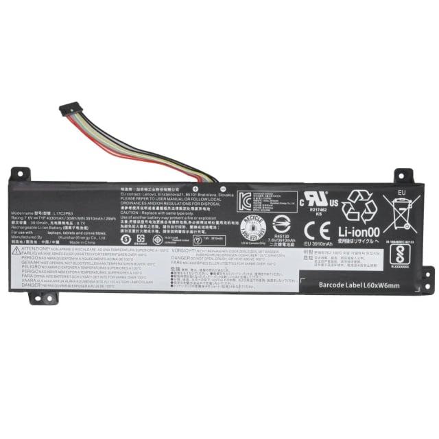 Lenovo L17C2PB3 Laptop Battery, 30Wh, 7.6V, 4030mAh, 2-Cell Li-Ion