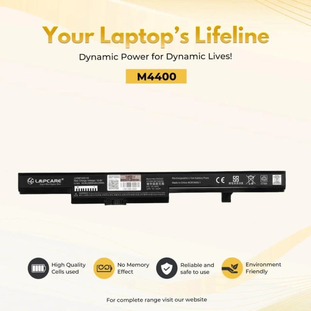Lenovo M4400 L12M4E01 Laptop Battery, 48Wh, 14.4V, 3350mAh, 4-Cell Li-Ion