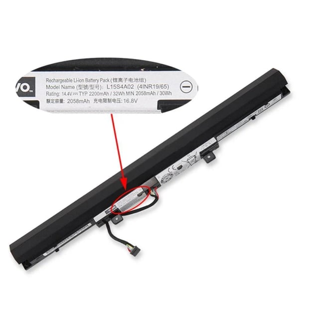 Lenovo L15S4A02 Laptop Battery, 32Wh, 14.4V, 2200mAh, 4-Cell Li-Ion