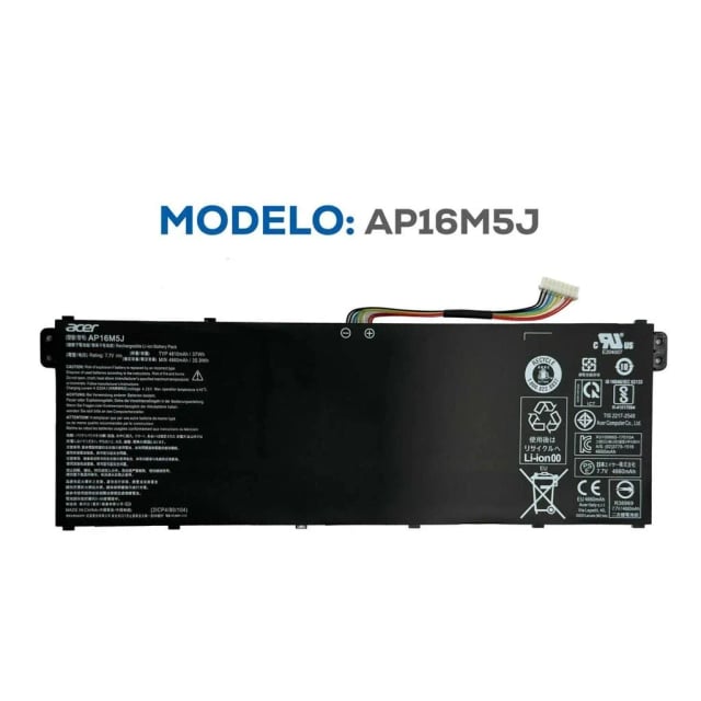 Acer AP16M5J Laptop Battery, 48Wh, 11.55V, 4180mAh, 3-Cell Li-Polymer