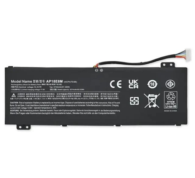 Acer AP18C8K Laptop Battery, 57.5Wh, 15.4V, 3733mAh, 4-Cell Li-Polymer