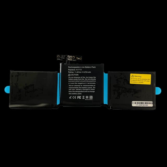 Replacement Battery A1713 for MacBook Pro 13 A1708, 54.5Wh, 11.4V, 1 Year Warranty