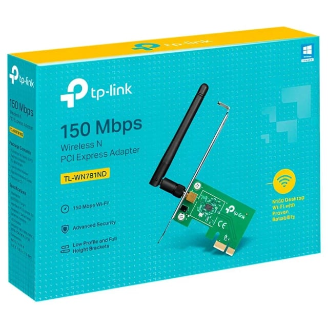 TP-Link TL-WN781ND N150 Wireless PCI Express Adapter, 150Mbps, 2.4GHz Wi-Fi 4, 802.11b/g/n, PCIe