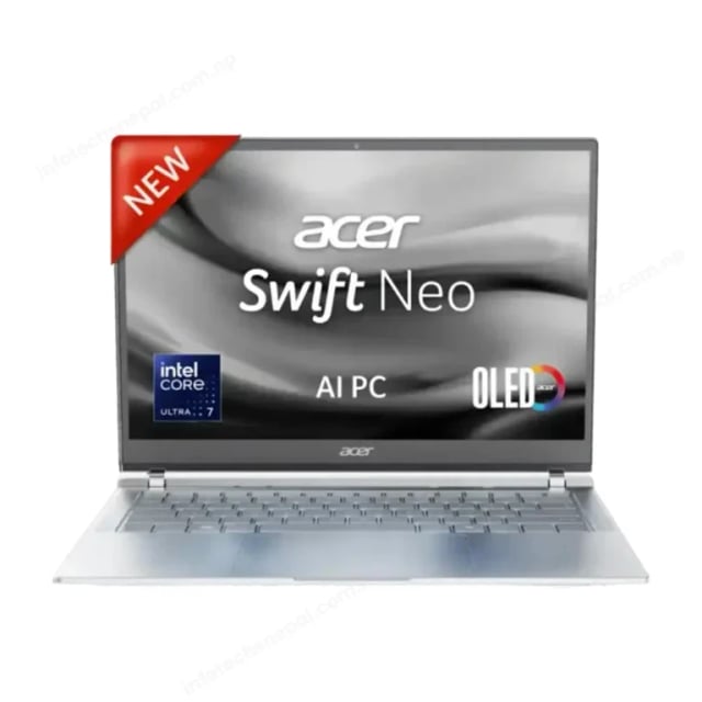 Acer Swift Neo SFN14-54H Laptop, Intel Core Ultra 7 155U, 12 Cores, 14 Threads, Up to 4.8GHz