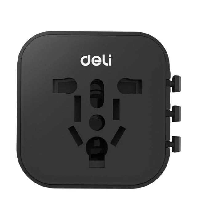Deli T765 (ET765) Universal Travel Adaptor, EU, UK, US & AU Plug Compatibility, Universal AC Socket, 250V, 4A