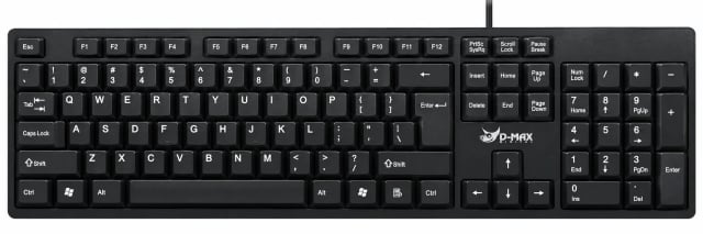 D-MAX Digital X2 Wired USB Office Keyboard, 104 Keys, Full-Size Design, 8 Million+ Keystroke Lifespan, Windows Compatible
