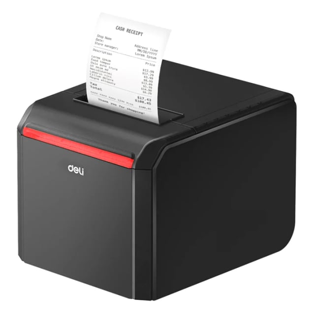 DELI ES301 3-Inch Thermal Receipt Printer, 203 DPI, 300mm/s, 72mm Print Width, USB
