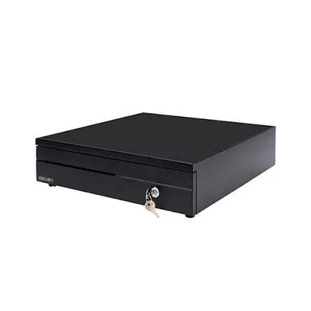 DELI DL-405 Multifunction Electric Cash Drawer, RJ11 Interface, 12V / 24V Drive Voltage, 4-Note & 3-Coin or 5-Note & 2-Coin Layout, Black