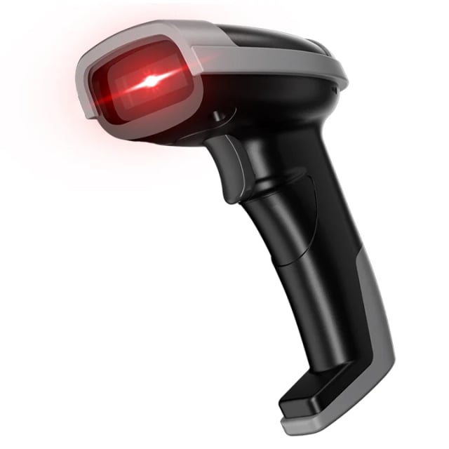 DELI ES216 Handheld Laser Barcode Scanner, Wired USB, 1D Scanning, 24 Barcode Types, 4mil Reading Accuracy