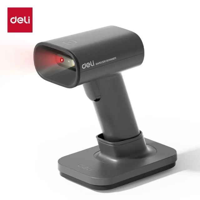 DELI ES228BW Handheld & Stand Barcode Scanner, CMOS Imaging, 1D & 2D Scanning, Wired & Wireless Connectivity, Bluetooth
