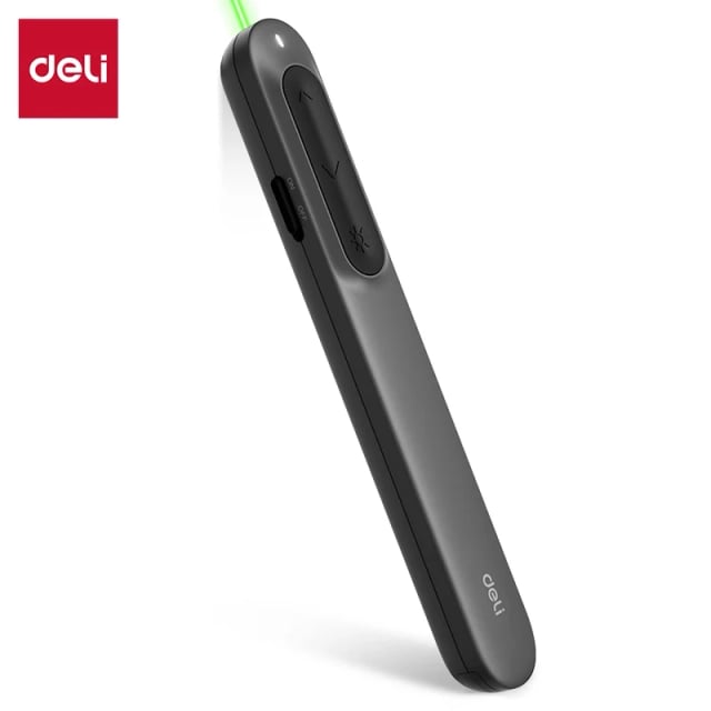 DELI ES002 Wireless Presentation Laser Pointer, Red Laser, 100m Control Range, 2.4GHz Wireless, USB-A & USB-C Receiver
