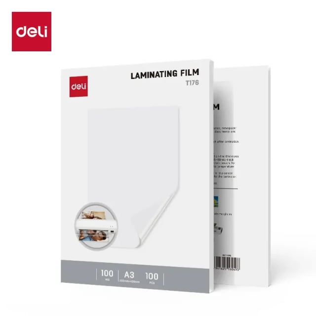 DELI ET176 A3 Laminating Film, 100 Micron, 100 Sheets per Pack, 303 × 426mm, Large Document Lamination Pouches