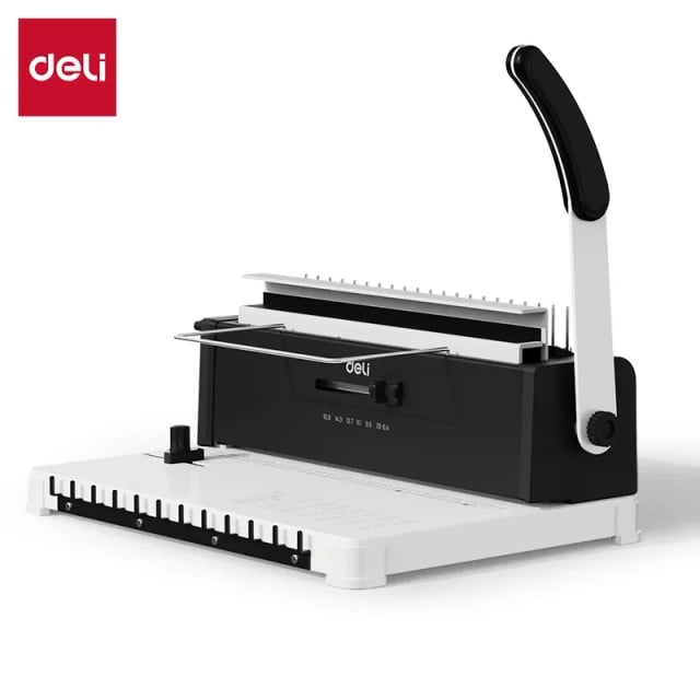 DELI ET325 A4 Multifunction Binding Machine, 15-Sheet Punching, 280-Sheet Plastic Comb Binding, 140-Sheet Wire Binding, 21 & 34 Holes