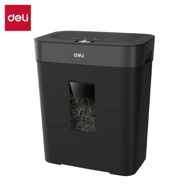 DELI ET024 Paper Shredder, P4 Security, 10-Sheet Capacity, 4 × 40mm Cross-Cut, 15L Bin