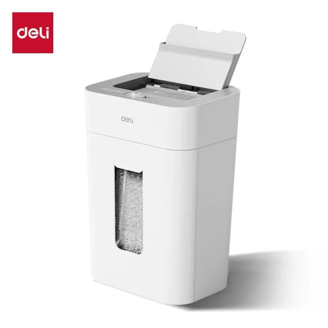 DELI ET090 Auto-Feed Paper Shredder, P4 Security, 100-Sheet Auto Feed, 6-Sheet Manual Feed, 4 × 12mm Cross-Cut