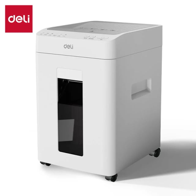 DELI ET081 Auto-Feed Paper Shredder, P5 Security, 100-Sheet Auto Feed, 8-Sheet Manual Feed, 2 × 12mm Micro-Cut
