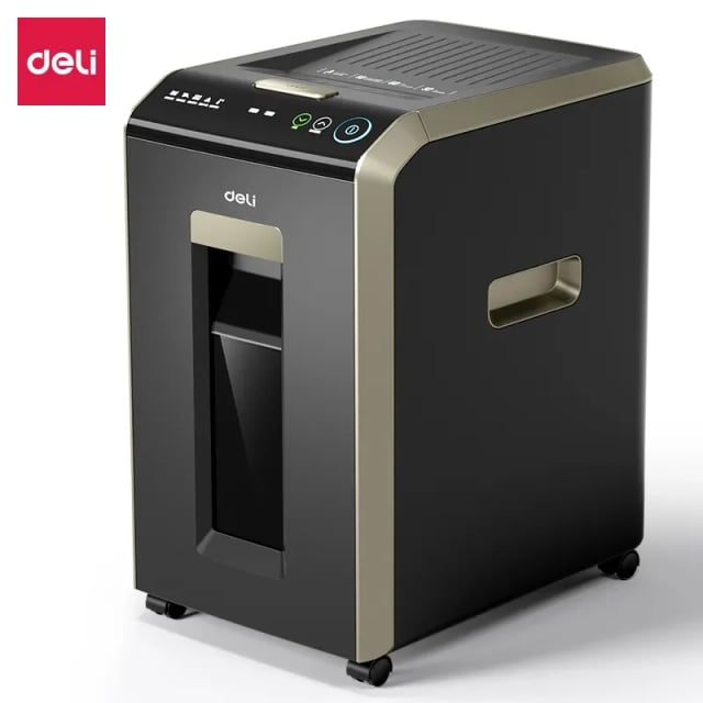DELI ET089 Auto-Feed Paper Shredder, P4 Security, 200-Sheet Auto Feed, 12-Sheet Manual Feed, 4 × 12mm Cross-Cut